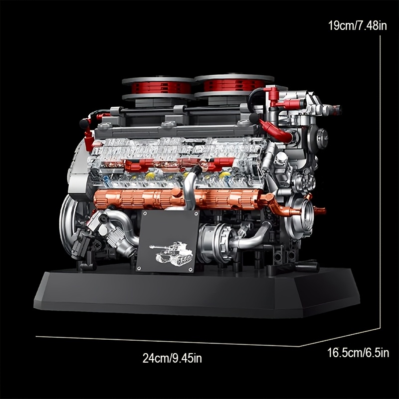 Image of (no Original Box) 1236pcs Bricks Assembly Engine Model Block For Birthdays, Halloween, Christmas Gift, 12go95008 Buildings Block Brick Toys For Home Decoration.