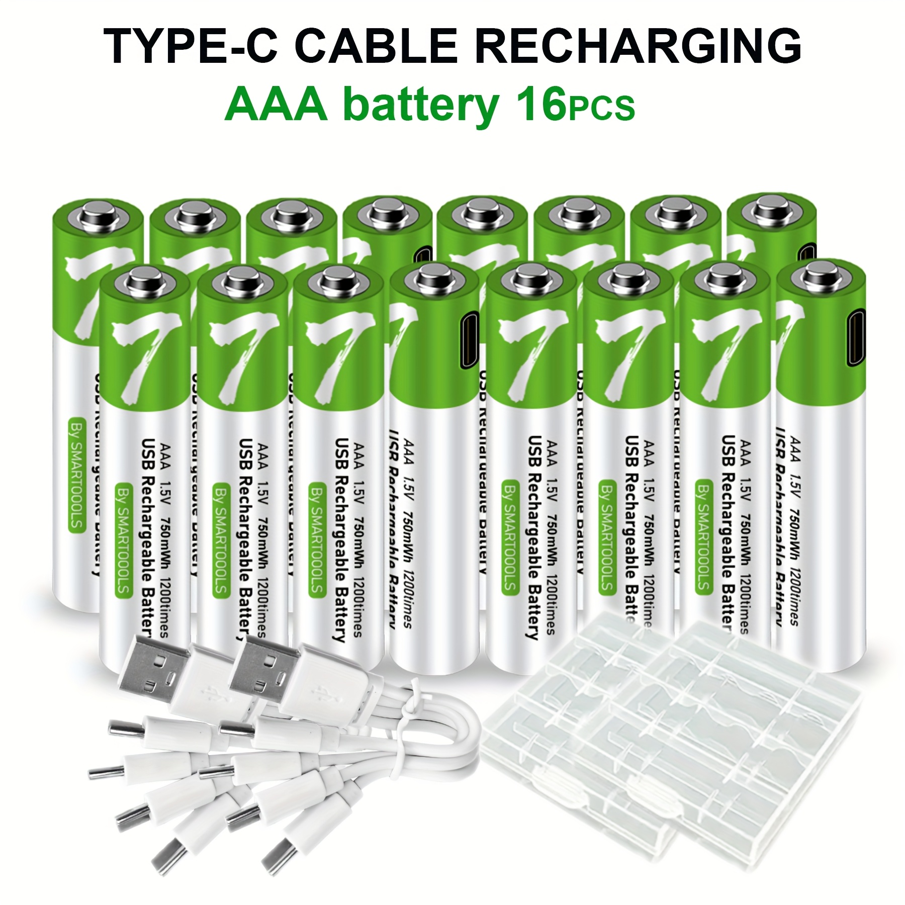 Image of 16pcs Aaa Battery Aaa Batteries, Aaa Rechargeable Lithium , High Capacity 1.5v 500mah 750mwh Rechargeable Lithium Battery, 1.5 Hours Fast Charge, Output, Long Lasting Cycle Times Up To 1200x