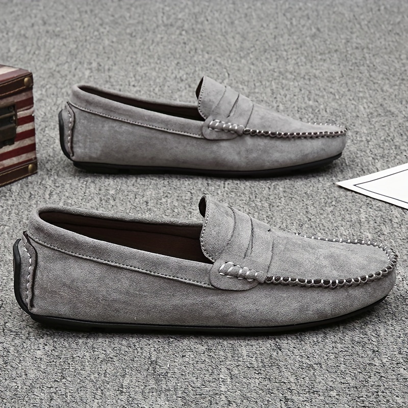 mens slip loafers casual fit rubber sole - Temu display picture 1