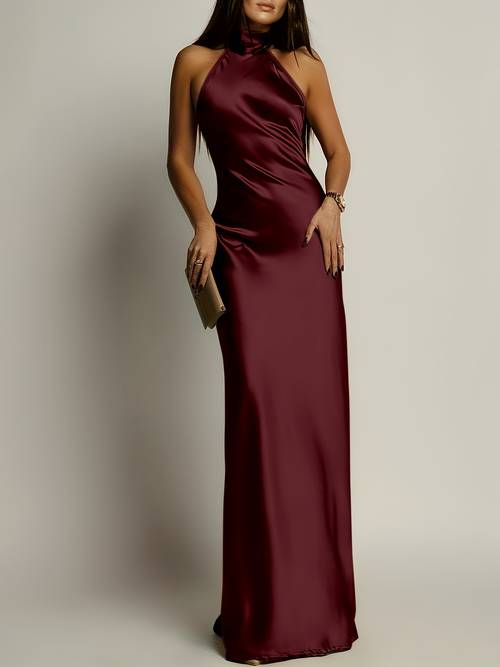 suitable for dress satin open back halter neck fit formal long dress elegant party suitable for parties vacations going out social events and holiday wear womens summer clothing