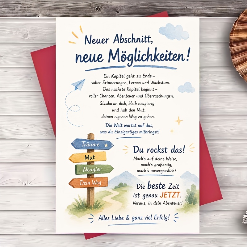 1 Envelope And 1 Greeting Card Inspirational Graduation Card For Encouragement And Success For And Coworkers