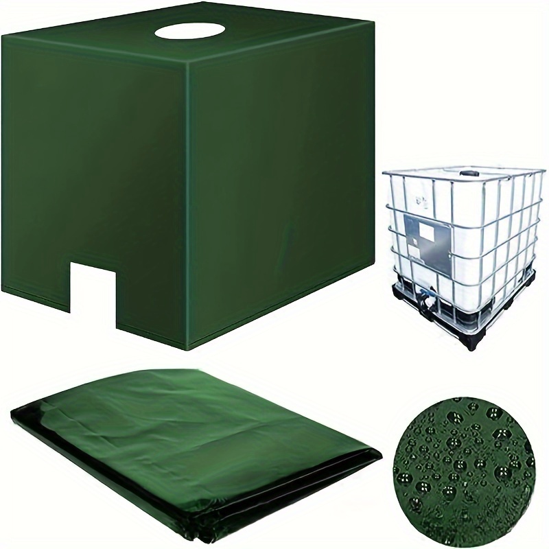 

Green Water Tank Cover - 1000l, Uv-resistant & Dustproof Oxford Fabric, Outdoor Rain Barrel Protector With Sunshade, Prevents Moss Growth, Fits 47"x43"x46