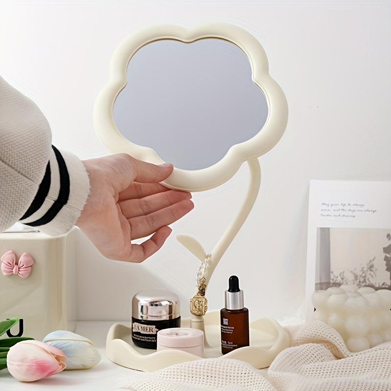 

Flower-shaped Makeup Mirror, Desk Vanity Mirror With Jewelry Storage, High-definition Cosmetic Mirror, Cute Sunflower Design For Room Decor