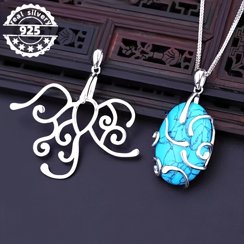 TEMU S925 Sterling Silvery 5 Prong Pendant Blank Tray For Teenager Suitable For Irregular Pendant Inlay Handmade Necklace Jewelry For Teenager And Teenager, For Teenager