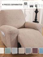 1 2 3 seater sofa recliner cover chenille fabric slip resistant washable with elastic bottom furniture protector of 4 6 8pcs reclining chair covers
