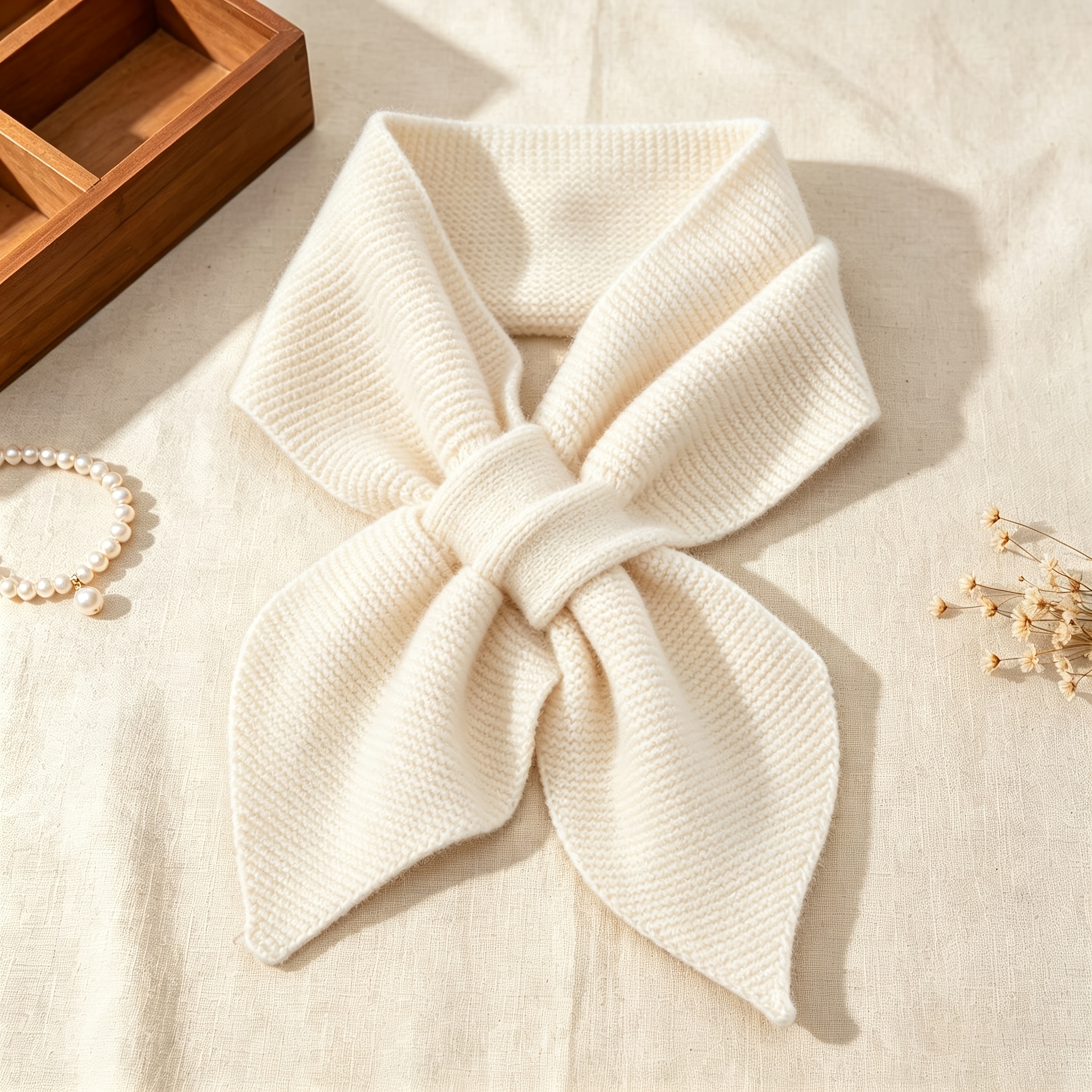 TEMU All-match Autumn Winter Scarf Women's Korean Shawl Neck Scarf Autumn Winter Warm Neck Scarf Decoration Bow Tie Wear Scarf Cross Small Scarf