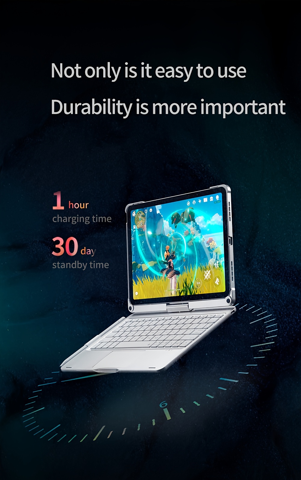 Tablet Case With Keyboard, 360° Rotatable, 7-Color Backlight, Multi-Touch Trackpad, Light, For iPad (10.9", 2022) & iPad 11th (A16, 2025) 34519536 27dd 4aff Af85 36c4d77385a4