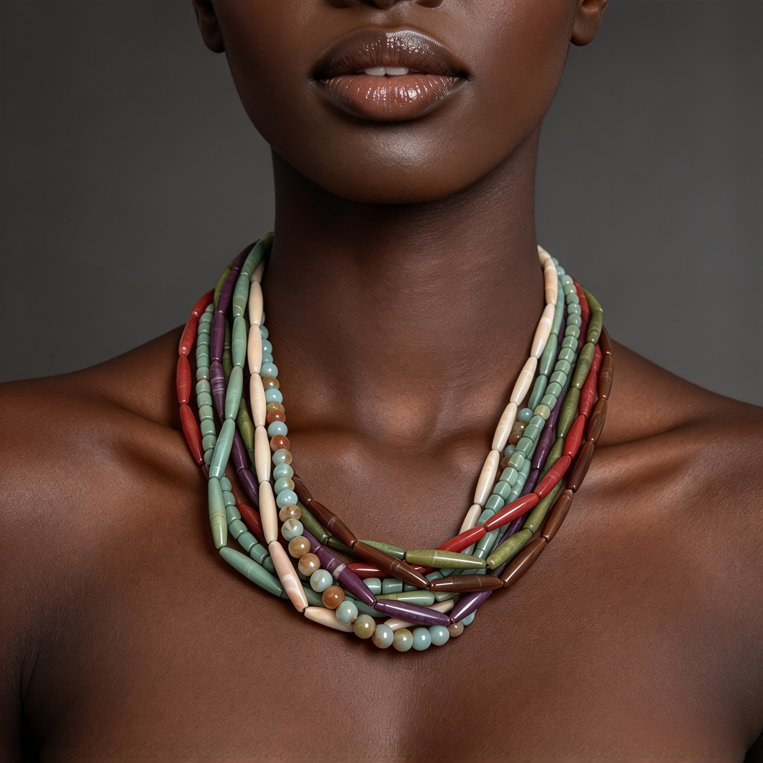 Bohemian Multi-Layer Beaded Necklace with August Birthstone