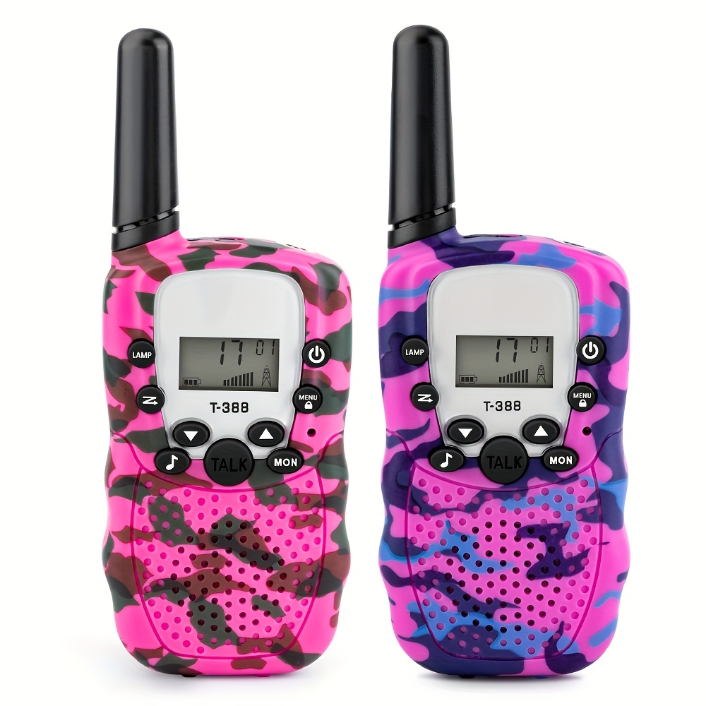 TEMU 2/4pcs Frs Radios 22--mile Long Range, Camouflage (blue/pink/green/red), Auto Mute Walkie Talkies For Camping Hiking Cycling Outdoor
