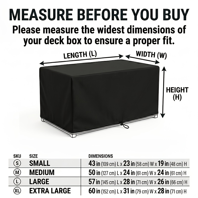 TEMU Housse de rangement pour coffre de terrasse, protection pour porche, coffre de 1 gallon, résistante aux déchirures, rectangulaire, pour table de