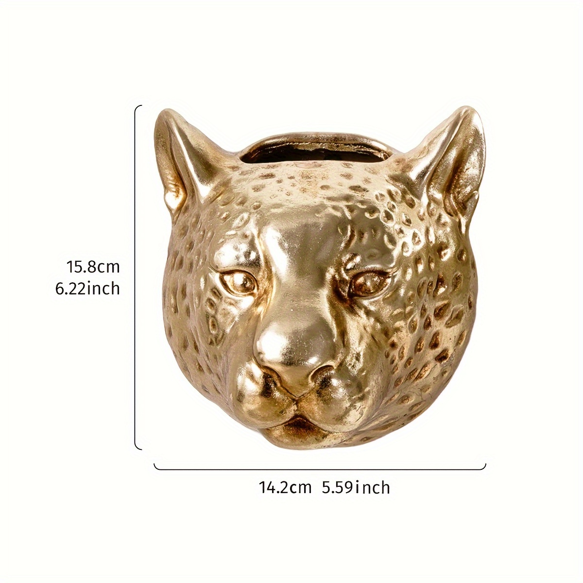 Image of Sophisticated Detail, Vintage-inspired Silvery Leopard Head Wall Decor - Versatile Resin Art For Home, Cute Animal & Floral Display