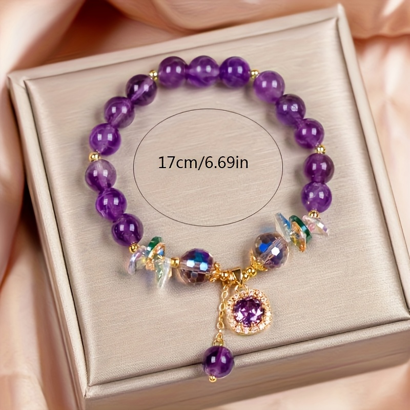 1pc vintage elegant amethyst bead bracelet fashion jewelry