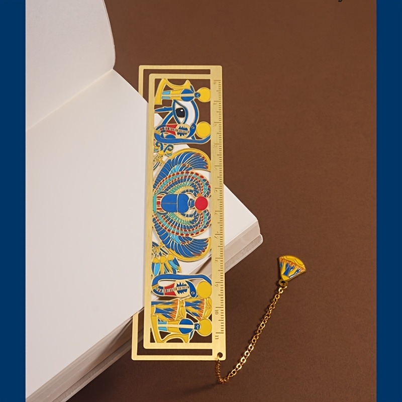 Image of 1pc Pharaoh-themed Metal Bookmark, /eye Of /pharaoh's Jewelry Ruler, Book Decoration, Attractive Bookmark