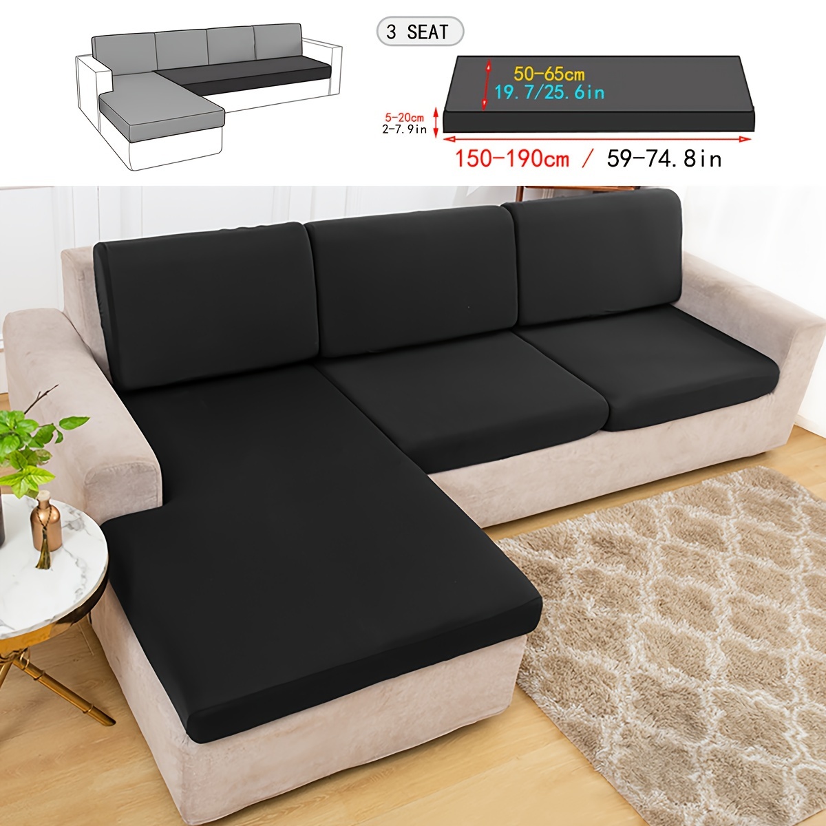 TEMU Stretchable Sofa Cover - , Pet- & Dustproof Couch For Room, Bedroom, And Dining Area -