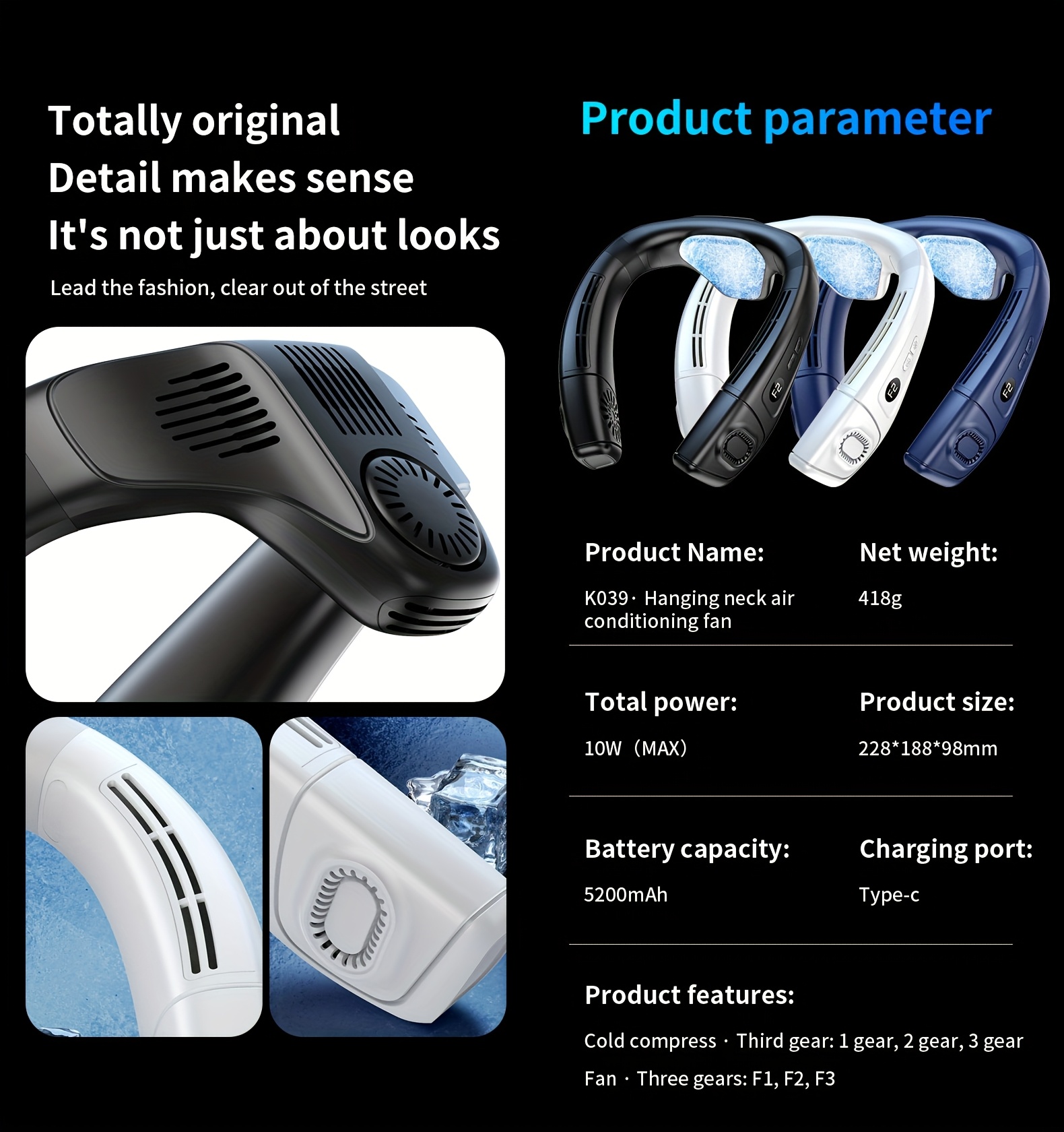 2025 Ergonomic Neck Fan, a Wearable Fan That Blows Air from The Back, a 2-In-1 Portable Rechargeable Cooling Neck Fan, Featuring 360° Bladeless Cooling for Personal Use, Lightweight Design Suitable for Travel, Work, And Outdoor Activities.