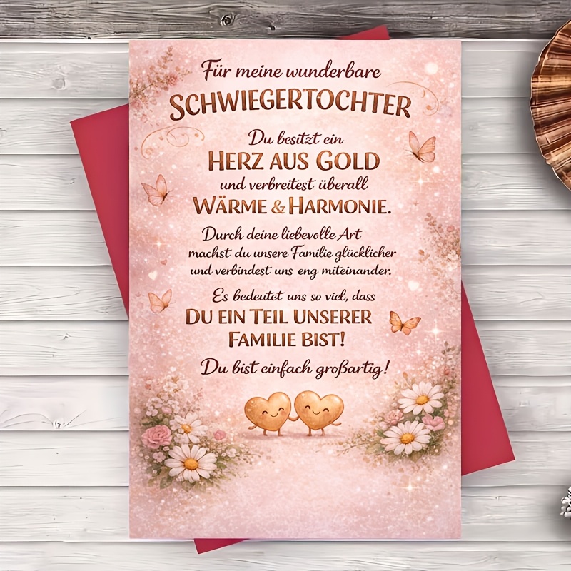 Image of 1 Envelope And 1 Greeting Card Daughter In Law Greeting Card Message Romantic Gift For Wife Family From Mom Or Dad Birthday Anniversary Thank You Celebration Card