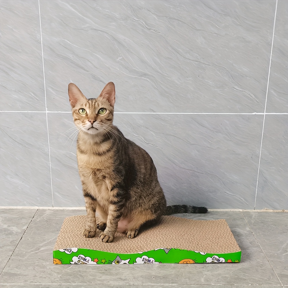 Reversible Wave Scratching Board For Indoor Cats - Cat Scratching Post, Horizontal Scratching Board, Reclining Lounge With Reversible And Extra (1pc)