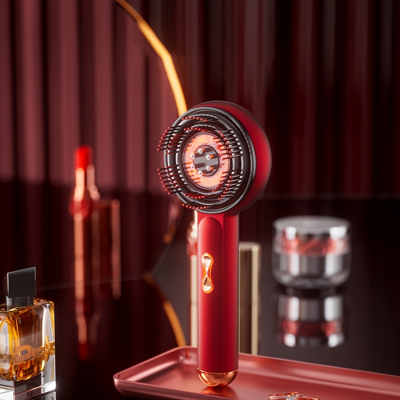 rechargeable electric scalp massager with vibrating massage and essential oil dispenser ideal for head relaxation and   hair care device   care tool ergonomic grip details 3