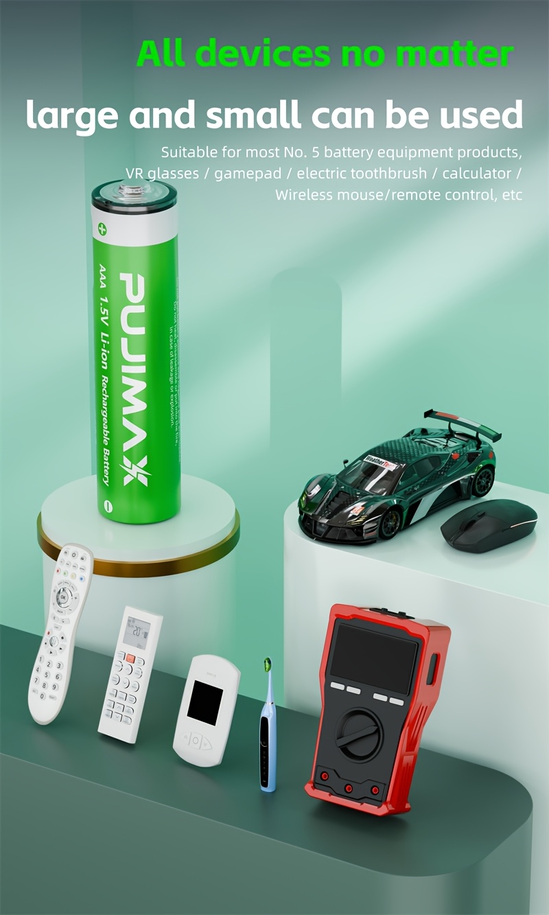   aaa 1.5v литиево-ионный аккумулятор с интерфейсом type-c, перезаряжаемый usb аккумулятор, подходит для использования в мыши, игровых контроллерах, тв-пультах, кондиционерах, колонках, будильниках, фонариках, светодиодных лампах, электронных весах Детали 2