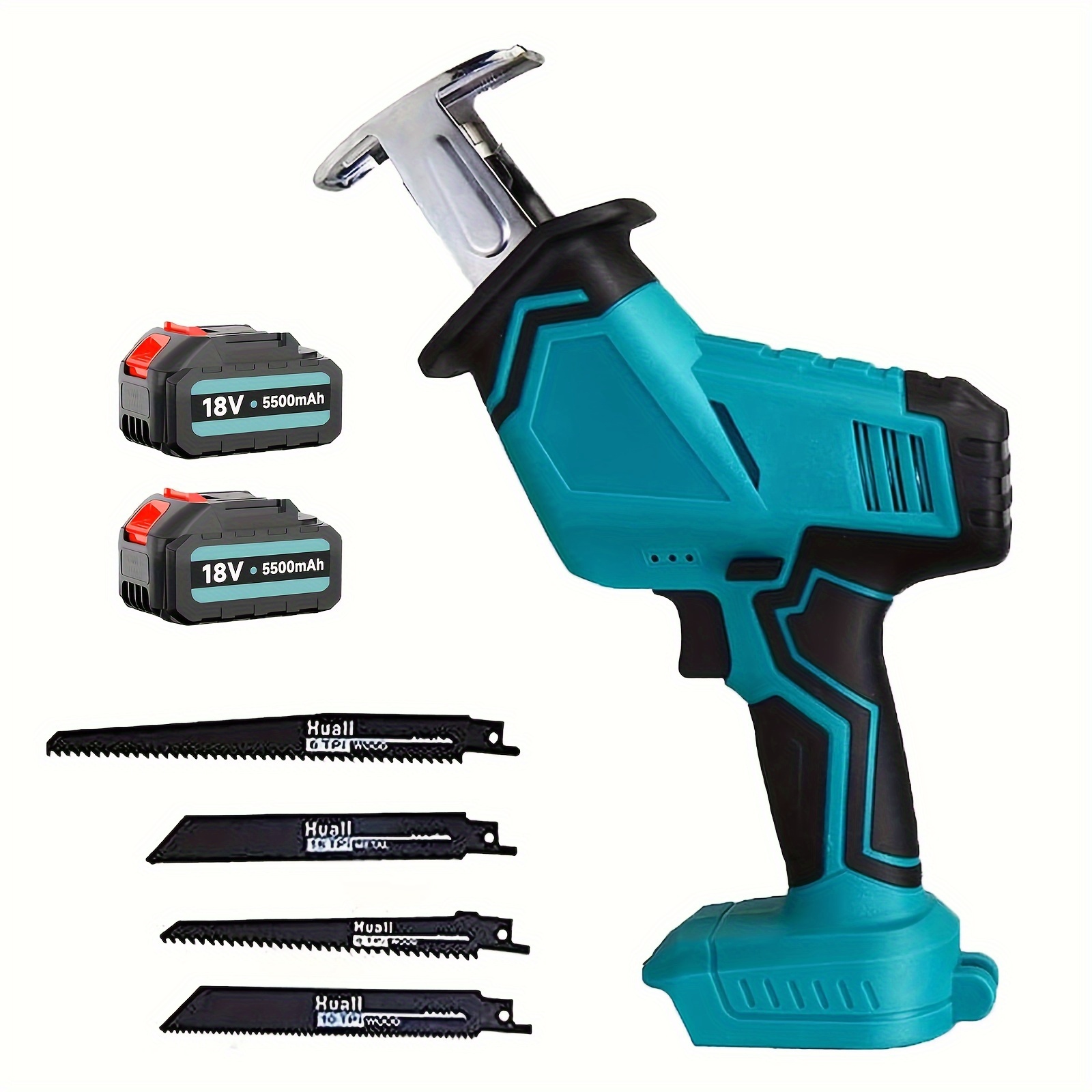 

Cordless Reciprocating Saw Tool For Makita 18v Battery, Brushless Power Saw With 2x5.5ah Li-ion Battery And Charger, 0-3500 Rpm, 4 Saw Blades For Metal, Wood, Pvc Cutting