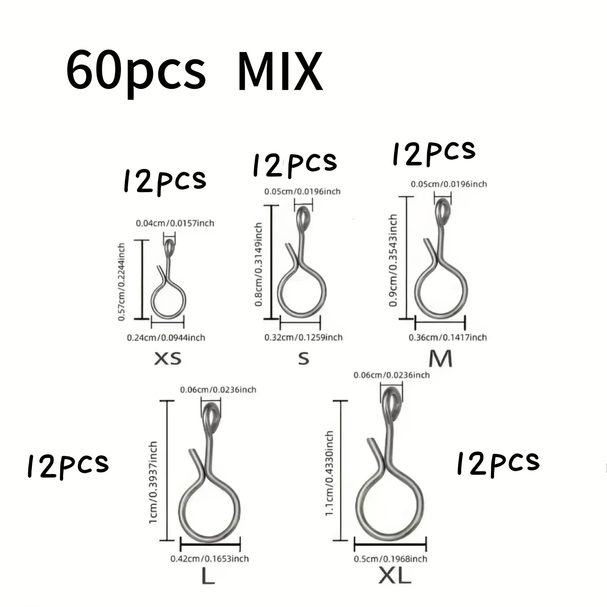 Image of 60pcs Heavy-duty Fishing Snap Swivel & Hook System | Fast Lock Lure Connectors For Fly Hooks, Lures & Lines, Stainless Steel, Silvery Grey, Suitable For Saltwater/freshwater Tackle