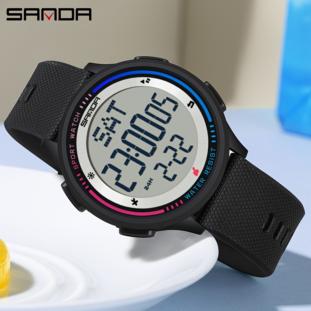 Image of Sanda Fashion Women Watch Casual Led Display Sports Watches For Men Women Couple Electronic Digital Countdown Stopwatch Multifunction Wristwatch For Holiday Gifts