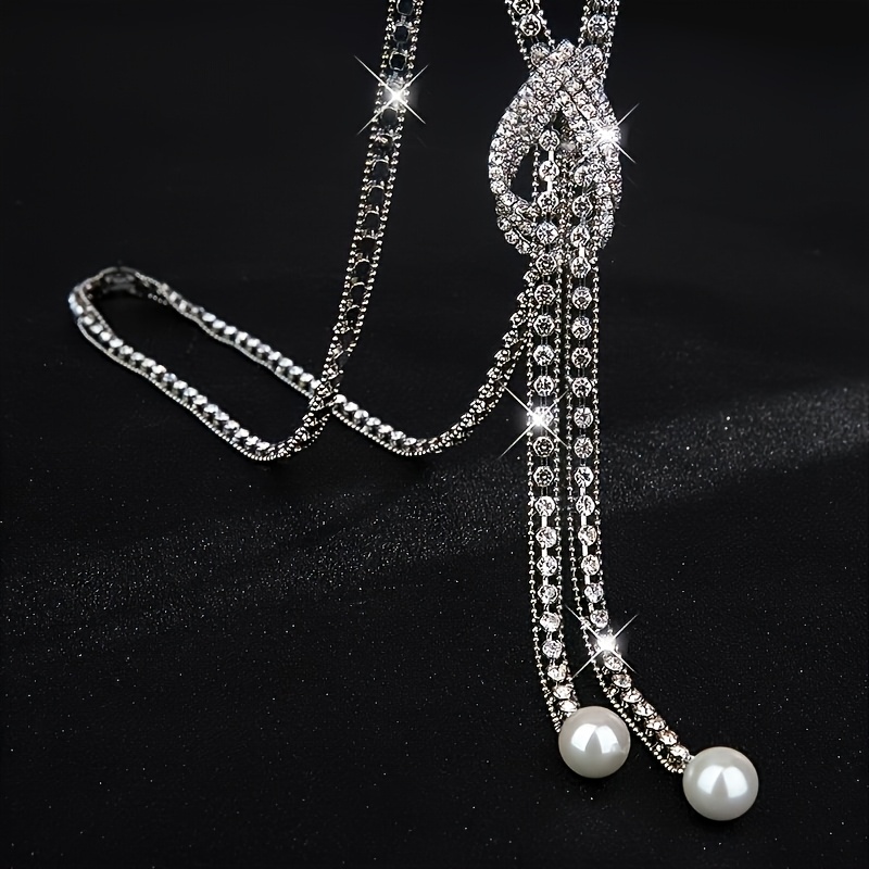 TEMU 1pc, Collar Largo con Colgante de de Perla - Fácil y Versátil, Ideal para Combinar con Vestidos, Trajes de Novia, Suéteres, Ropa de Diario,