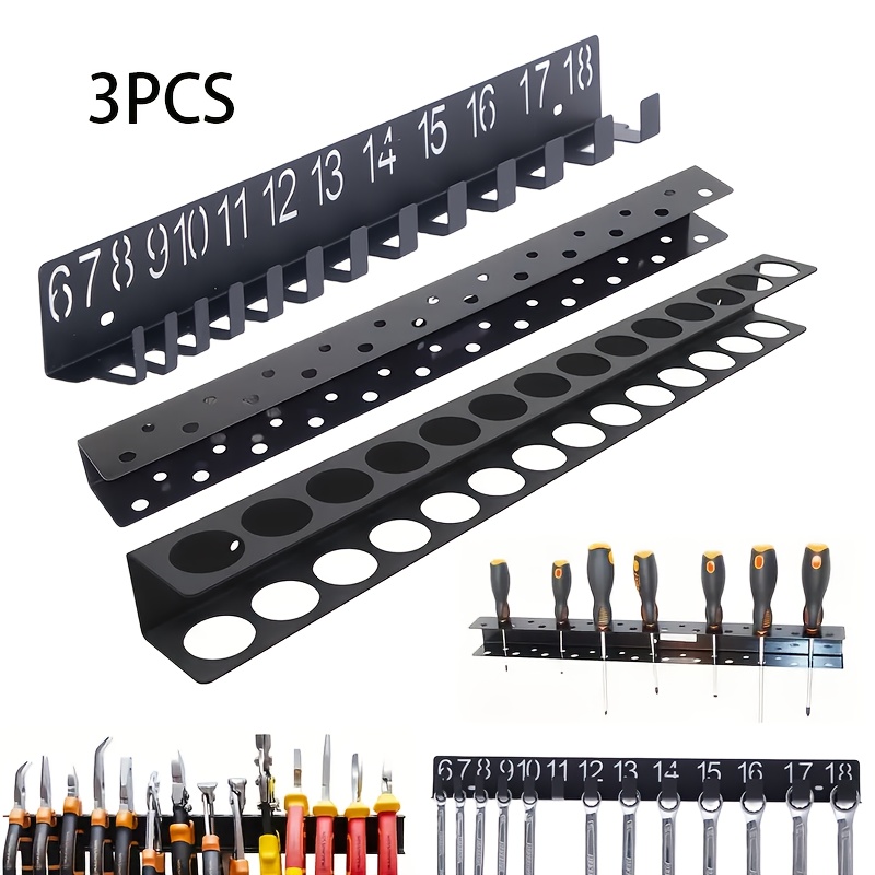 TEMU 1pc/2/3pcs Heavy-duty Metal Tool Rack Space-saving Screwdrivers And Pliers Storage, Car Cleaning Brush Holder, Wall-mounted Floating Shelves For