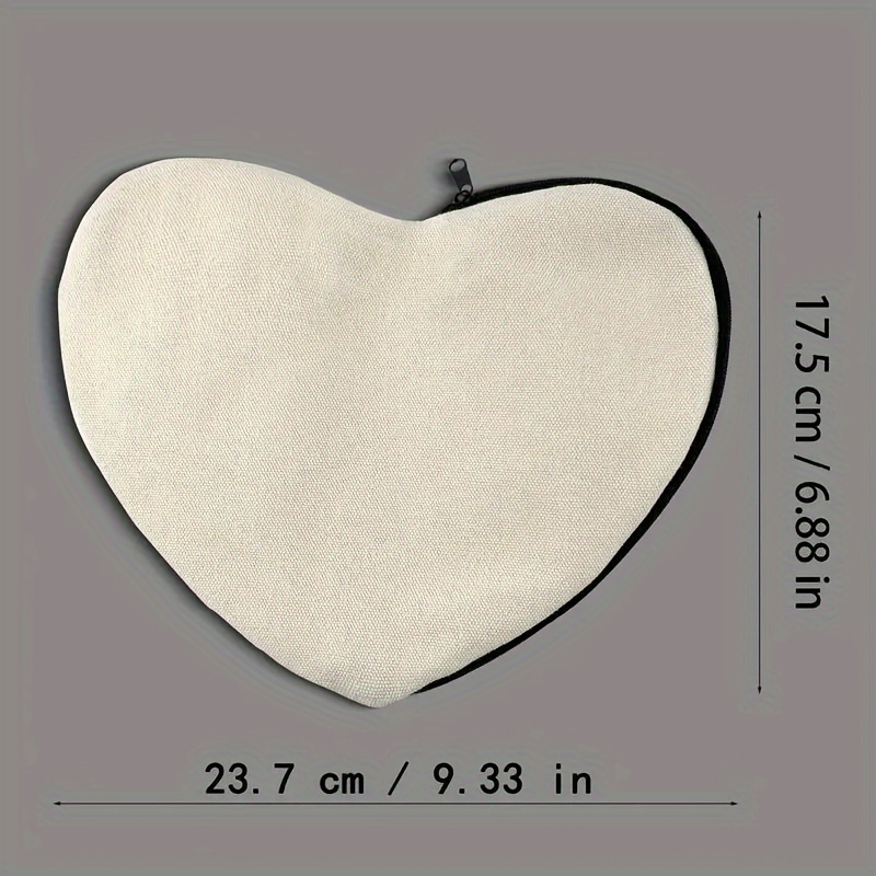 Love Heart Blank Canvas Small Clutch Bag Coin Purse DIY Crafts
