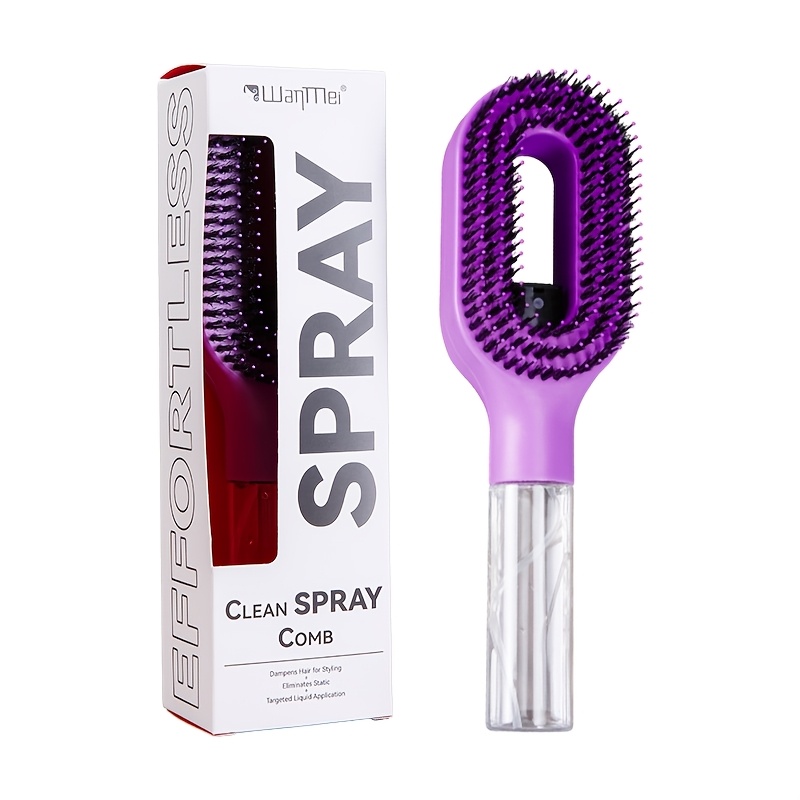 TEMU Wanmei 2-in-1 Bristle And Nylon Hairbrush - Innovative Hair Mist And Brushing Tool For Wet And Dry Hair Styling - No- Bristles, Convenient Water