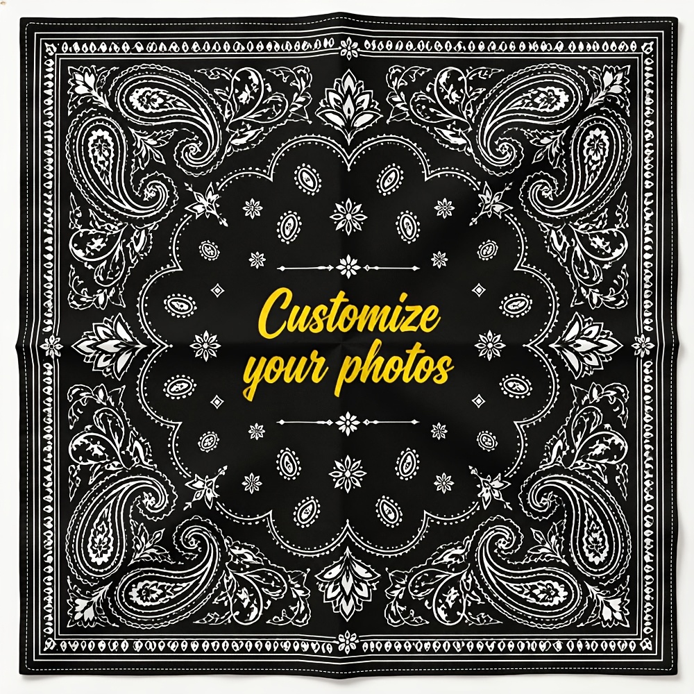 TEMU 1pc Multifunctional Bandana, Personalized Custom Pattern Printed Bandana, Retro Paisley Pattern Style Printed Bandana, Trendy Headscarf, Unisex