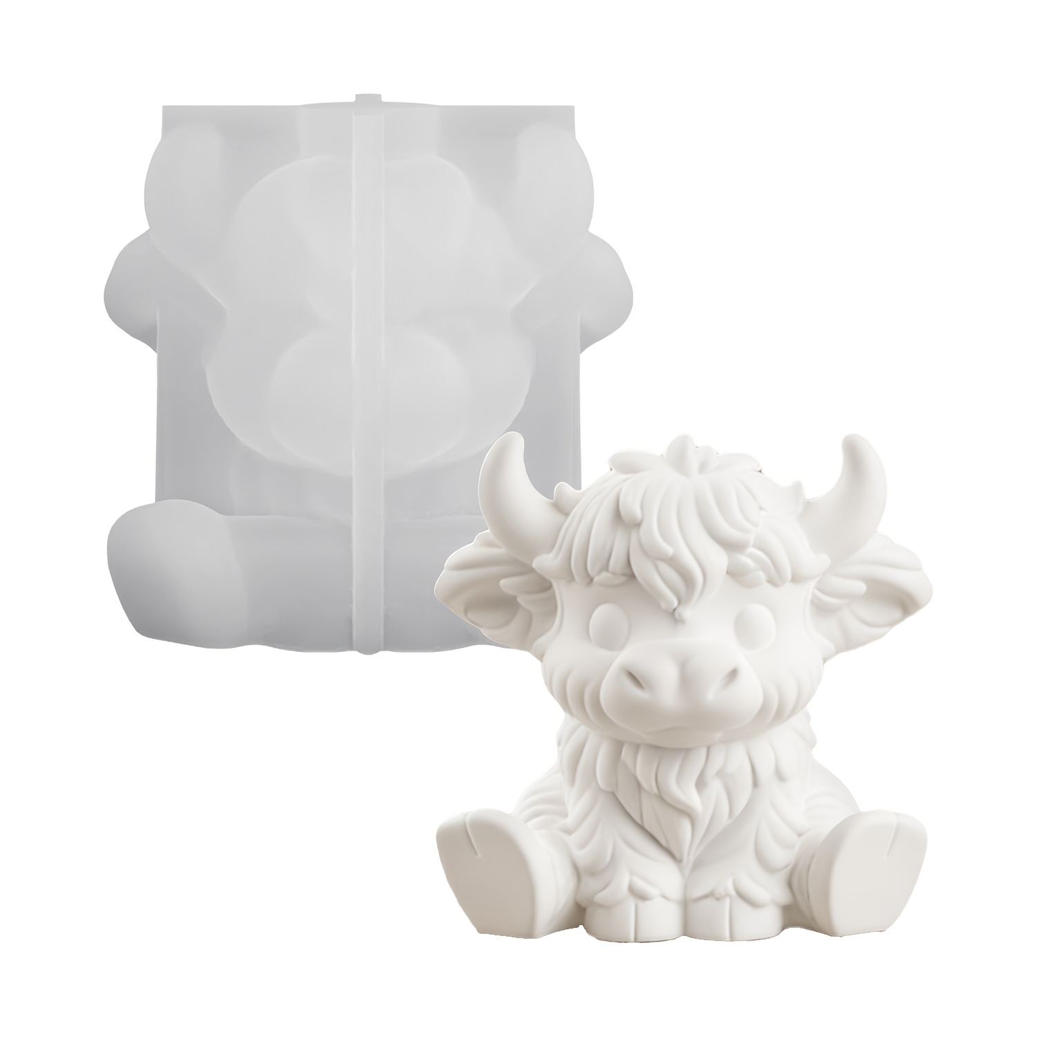 Image of Resin Silicone Mold, Sitting Yak Silicone Mold For Diy Glass Resin, Wax, And Plaster Casting - Heavy-duty Yak, Horns, And Replicas, Suitable For Epoxy Resin Crafts, Irregular Shape
