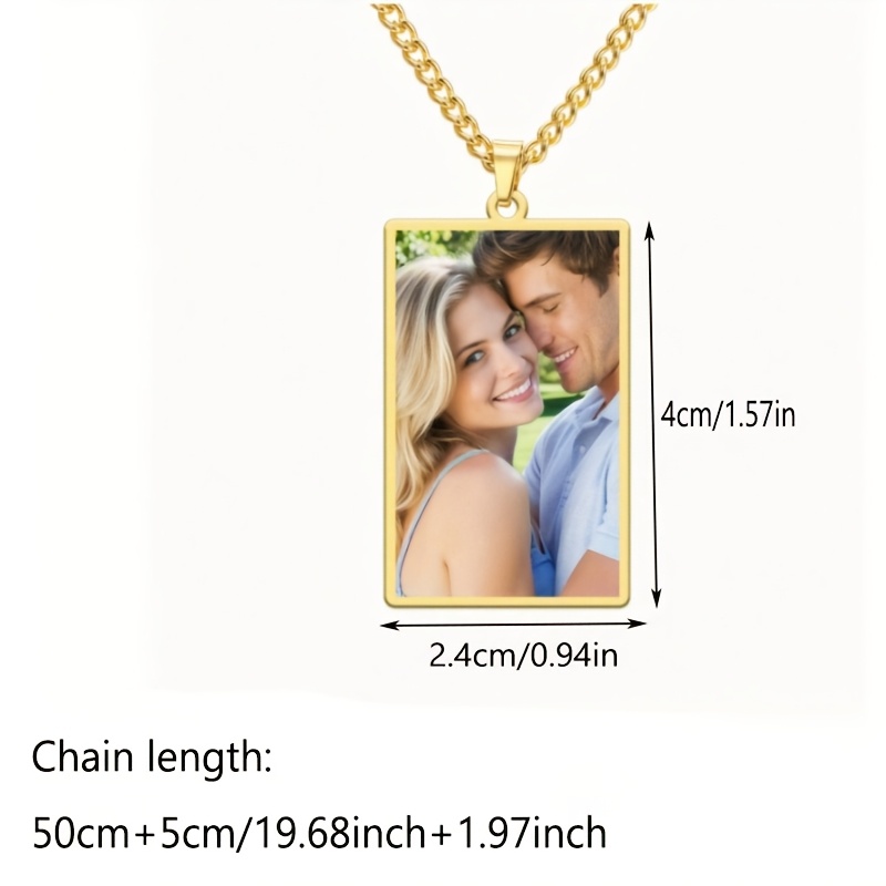 Customizable 18K Plated Photo Square Pendant Necklace