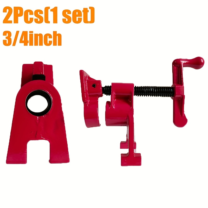 E-shop 2 Stück (1 Set) Robuste Schweißklammern aus Gusseisen - Ergonomische rote Handgriffe, Schnellverschluss für 3/4-gewindete Rohre, Langlebige