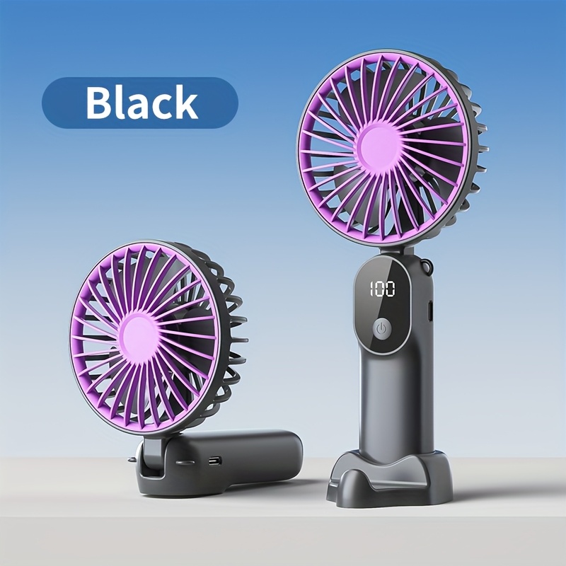mini portable usb fan with 6 display foldable 3 in 1 handheld neck and desktop fan for travel beach and outdoor use rechargeable lithium battery travel essentials modern aesthetic portable fans Product details 8