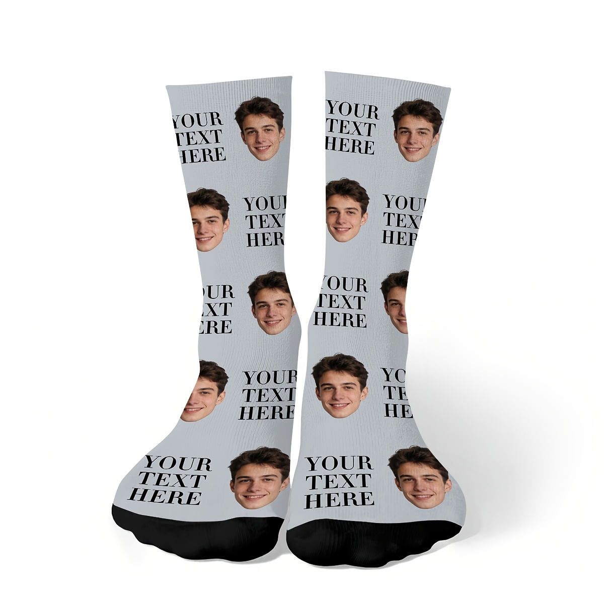 TEMU Un par de calcetines de compresión casuales personalizados con cara/foto/impresión y texto, regalos para /fiestas/días familiares/Día de San
