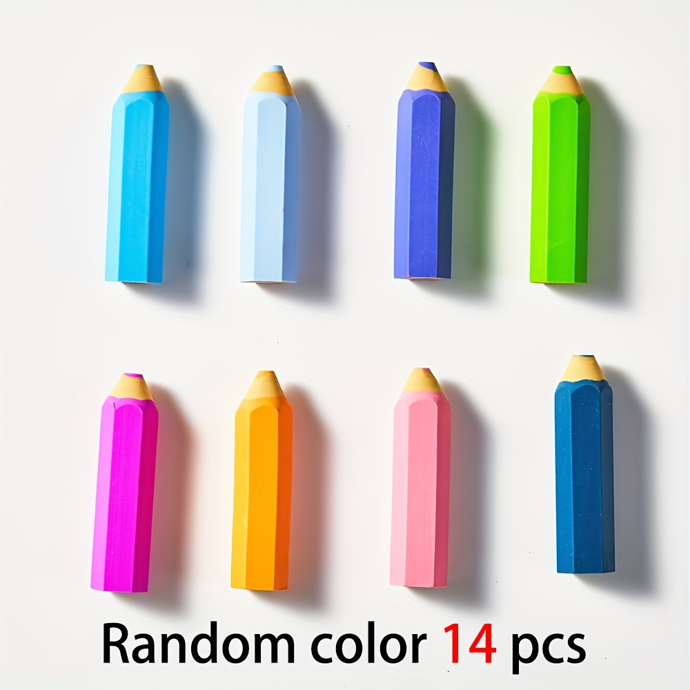 1/14pcs, Colors Random, Creative Hexagonal Pencil-shaped Rainbow Eraser, Art Drawing Pencil Eraser, Soft, Clean, And Easy-to-use Crumb Eraser, Xpc-002