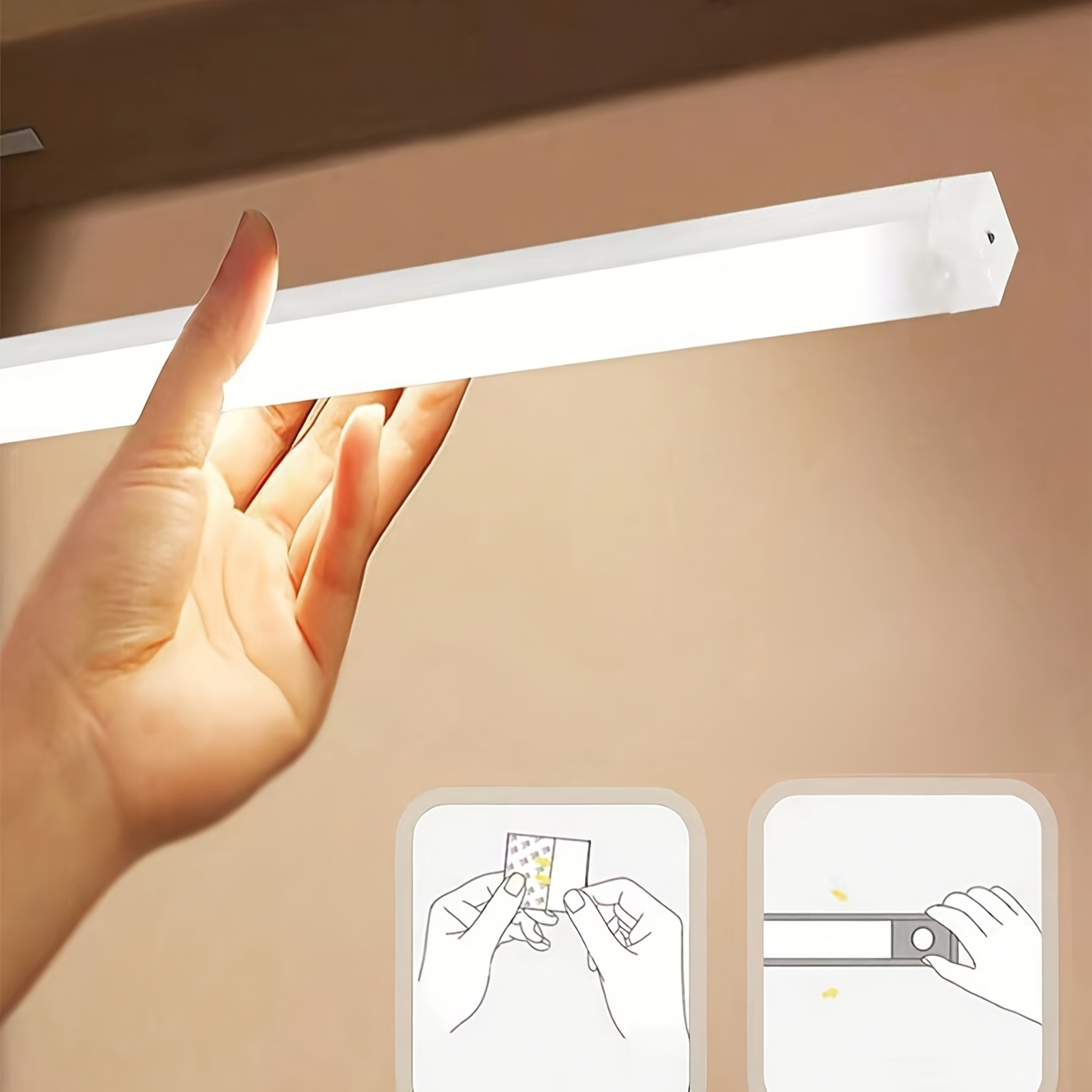 Motion Sensor Light, Cabinet Wardrobe Light, Wireless LED Night Light, Stair Backlight, Rechargeable, Suitable for Rooms, Kitchens, Closets, Stairs, Bathrooms and Hallways - Wall Mount, Tabletop, Ceiling, Pole Mount, Touch Switch, Indoor Use, Charging, Polished Surface, LED Lights, ≤36V Operating Voltage, Lithium Polymer Rechargeable Battery, No Laser, No Electronic Components or Motherboard, PC Lamp Body