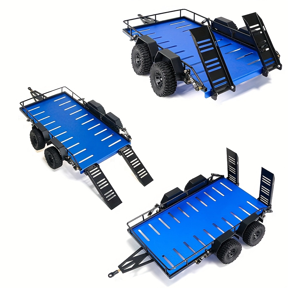 AIYIHOBBY RC Trailer with Hook Hitch for TRX4M TRX4-M 1/18 Scale RC Crawler Car - Durable Metal Frame, Adjustable Tandem Axles & Easy-Install Upgrade Parts Accessories, Remote Control Car, Vehicle Modification, Functional Design, Robust Construction