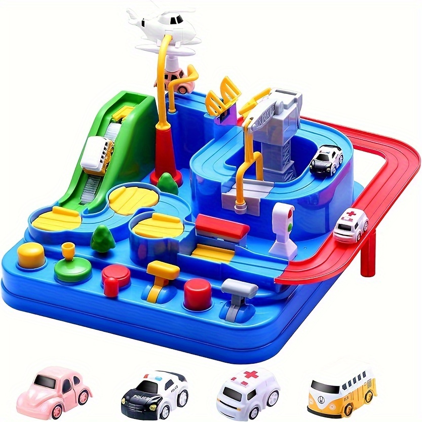 TEMU Track Car Toys, Car Playsets, Track Toy Cars Blue Adventure ()