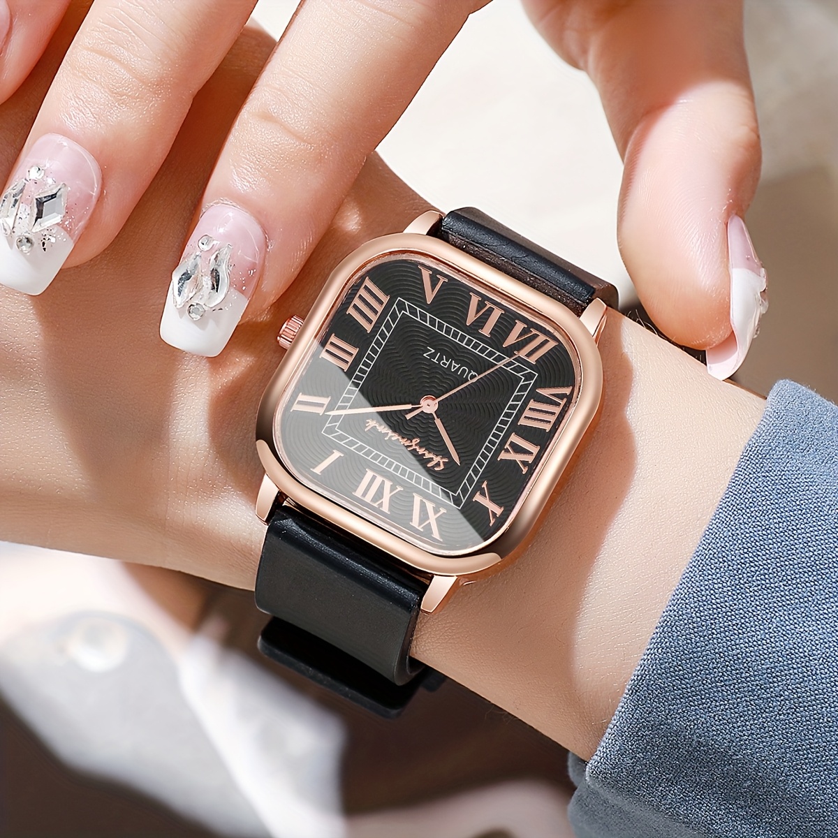 Classic And Stylish Women'S Watch with a Square Roman Numeral Dial, Elegant Trendy Quartz Wristwatch (1pc/Set), Does Not Include Watch Box