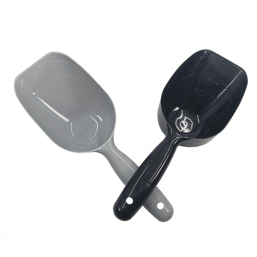 2/4pcs Large Measuring Pet With Scale, Multifunctional Plastic Feeding Spoon For , Indoor Outdoor Use, Gray & Black