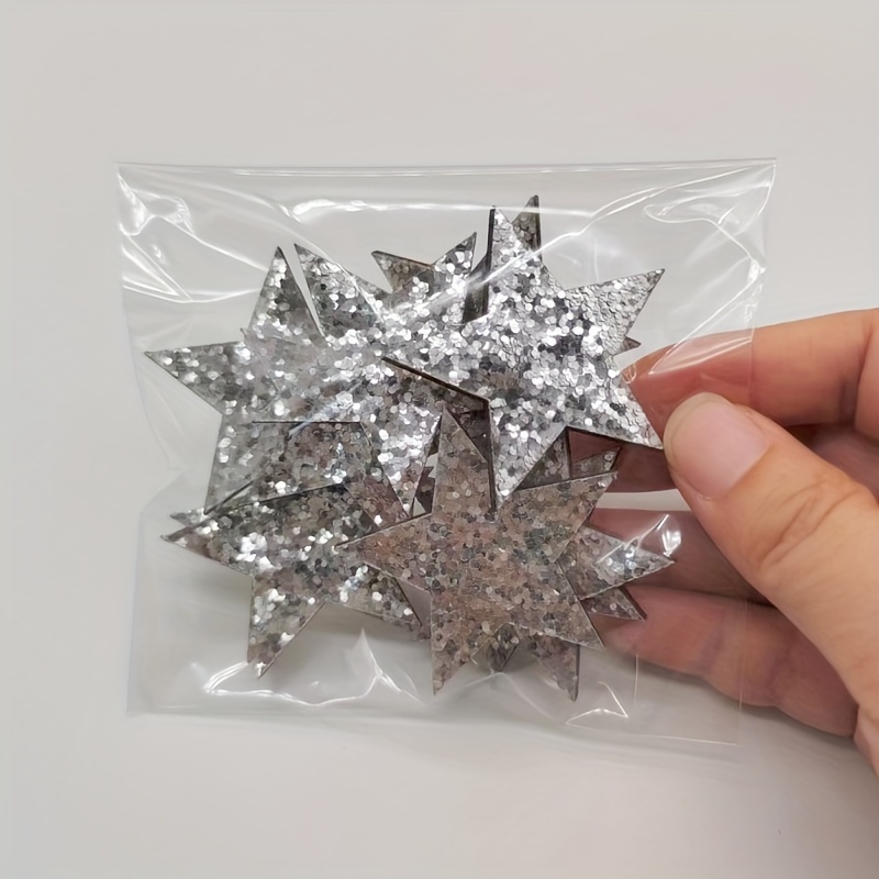 Image of 10pcs Wooden Stars 4.4cm Silvery Christmas Decoration Shining Stars