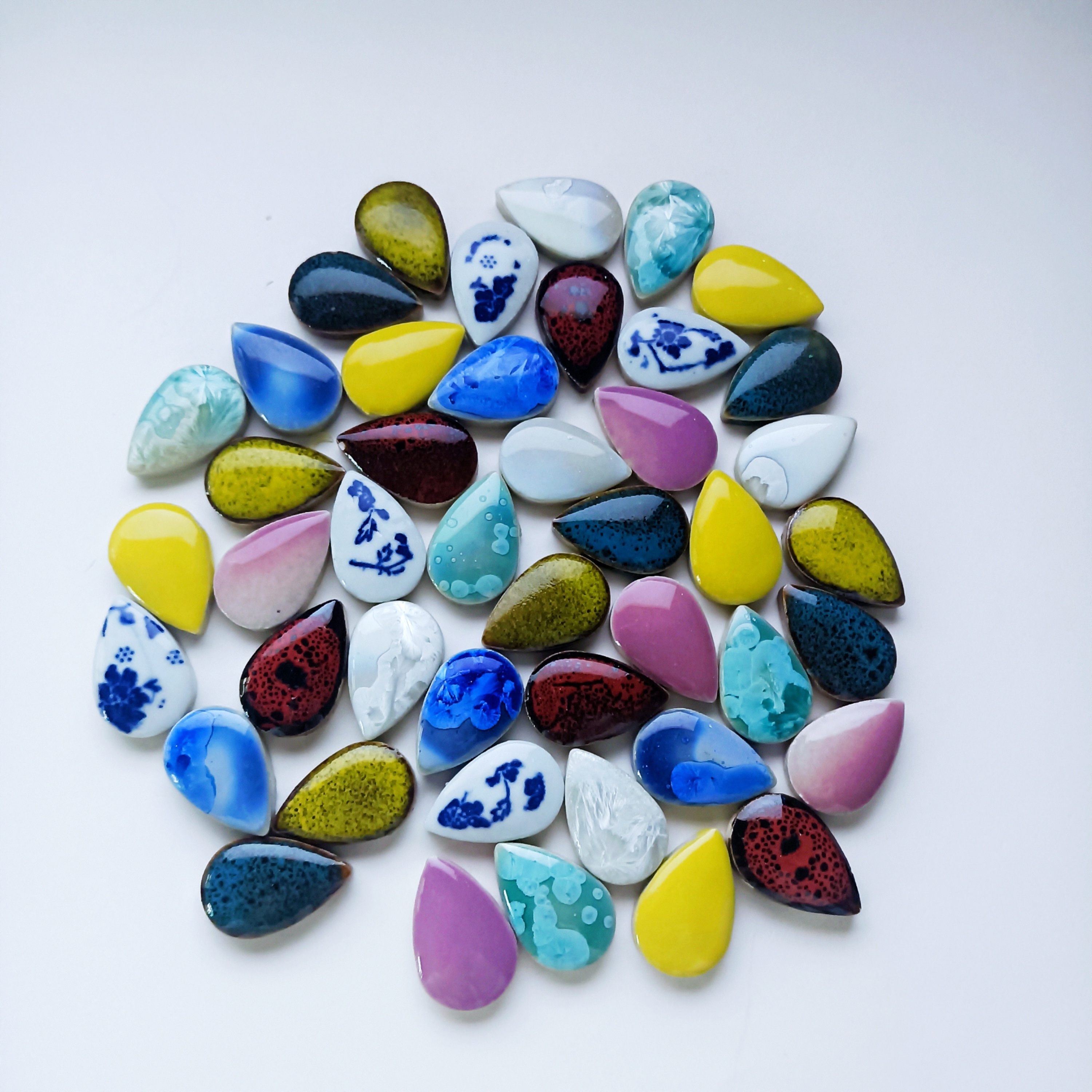 water drop petal shaped color glaze diy mosaic handmade art - Temu