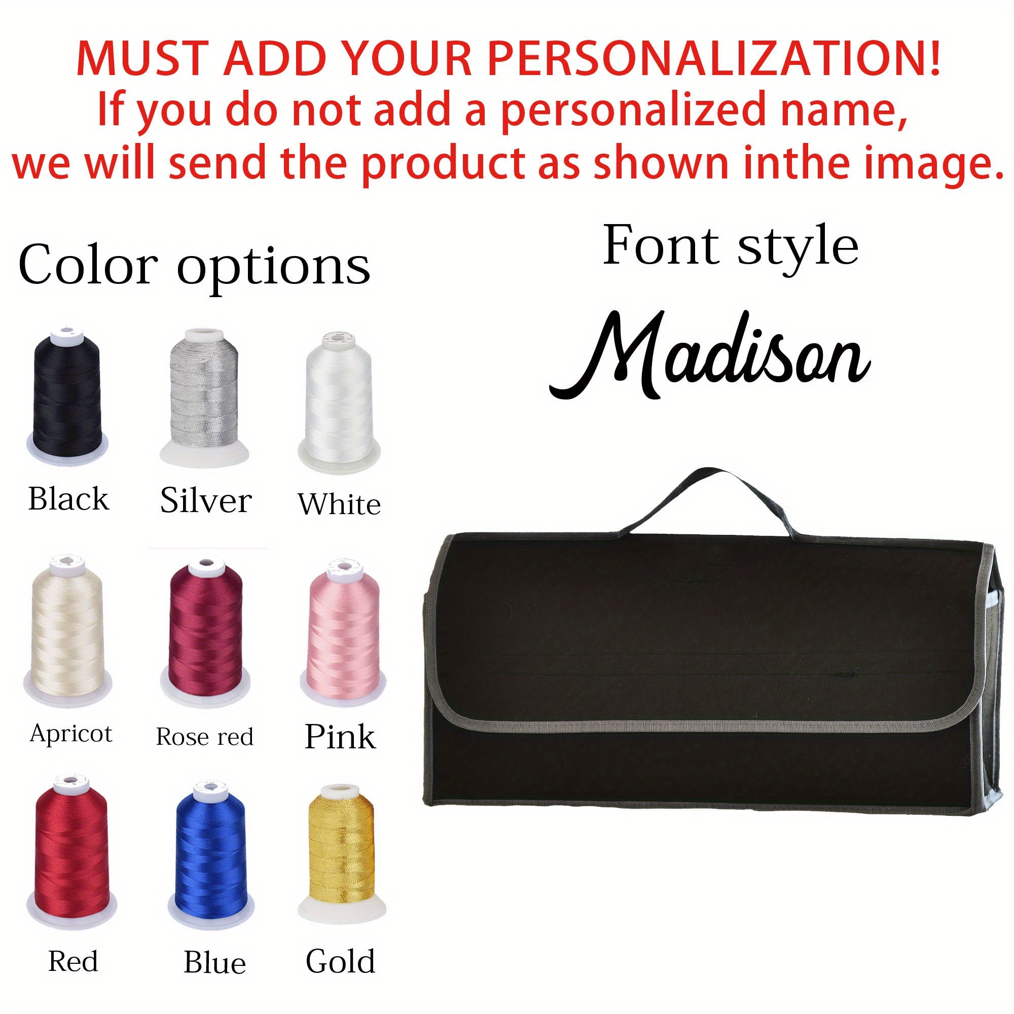 TEMU Customizable Car Trunk Organizer Bag - Personalized Name/text, Durable Polyester Fabric, Foldable Storage Box With Multiple Compartments,