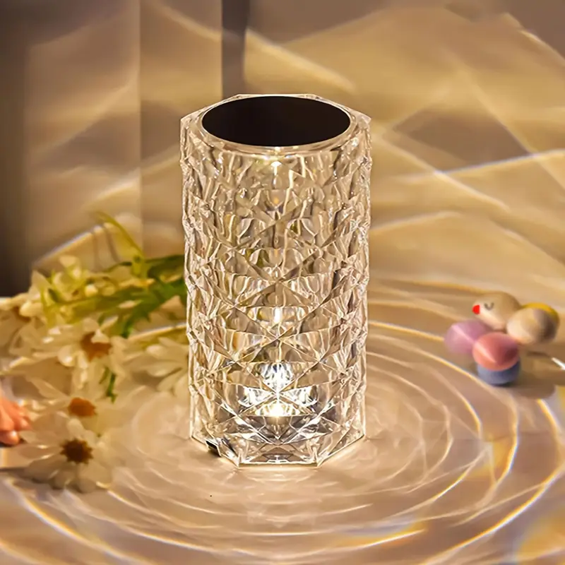 1pc usb rechargeable rose crystal table lamp 500mah lithium battery 3 color and 16 color remote control touch control with usb charging   atmosphere lamp bedroom atmosphere lamp room night light festival birthday gift essential good gift for   of   season Product details 5