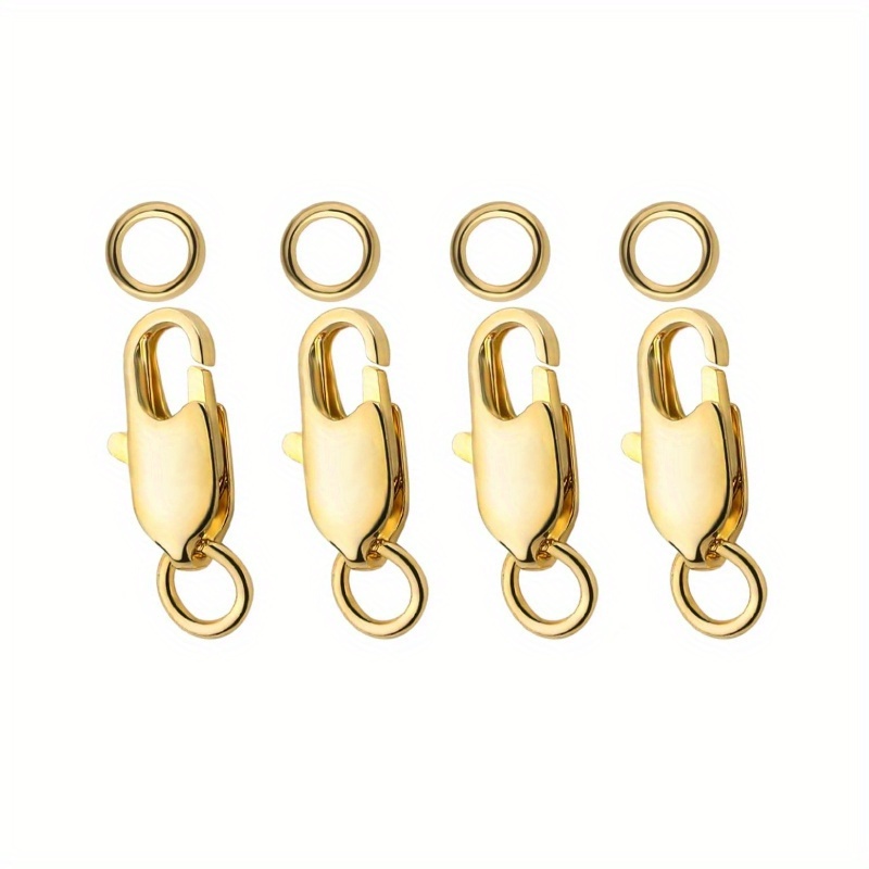 Image of 18k Gold Plated Lobster Clasps For Jewelry Making - Jewelry Clasps, Bracelet Clasps And Closures, Lobster Clasps With Jump Rings For Necklace Mounts