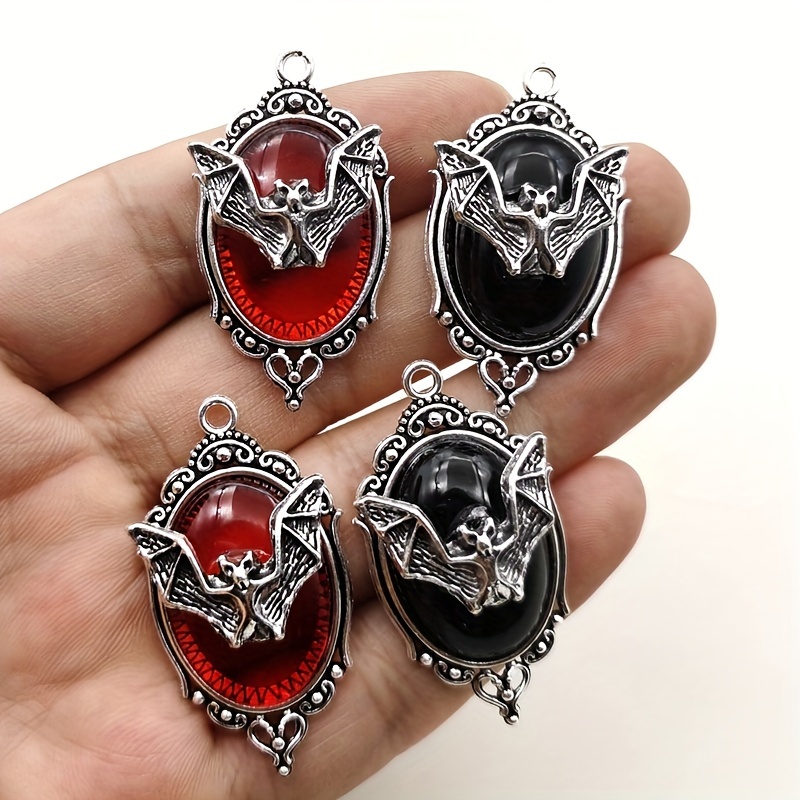 

8pcs Vampire Bat Alloy Charms, Silver Plated Gothic Bat Pendant Frames For Diy Jewelry Making Accessories