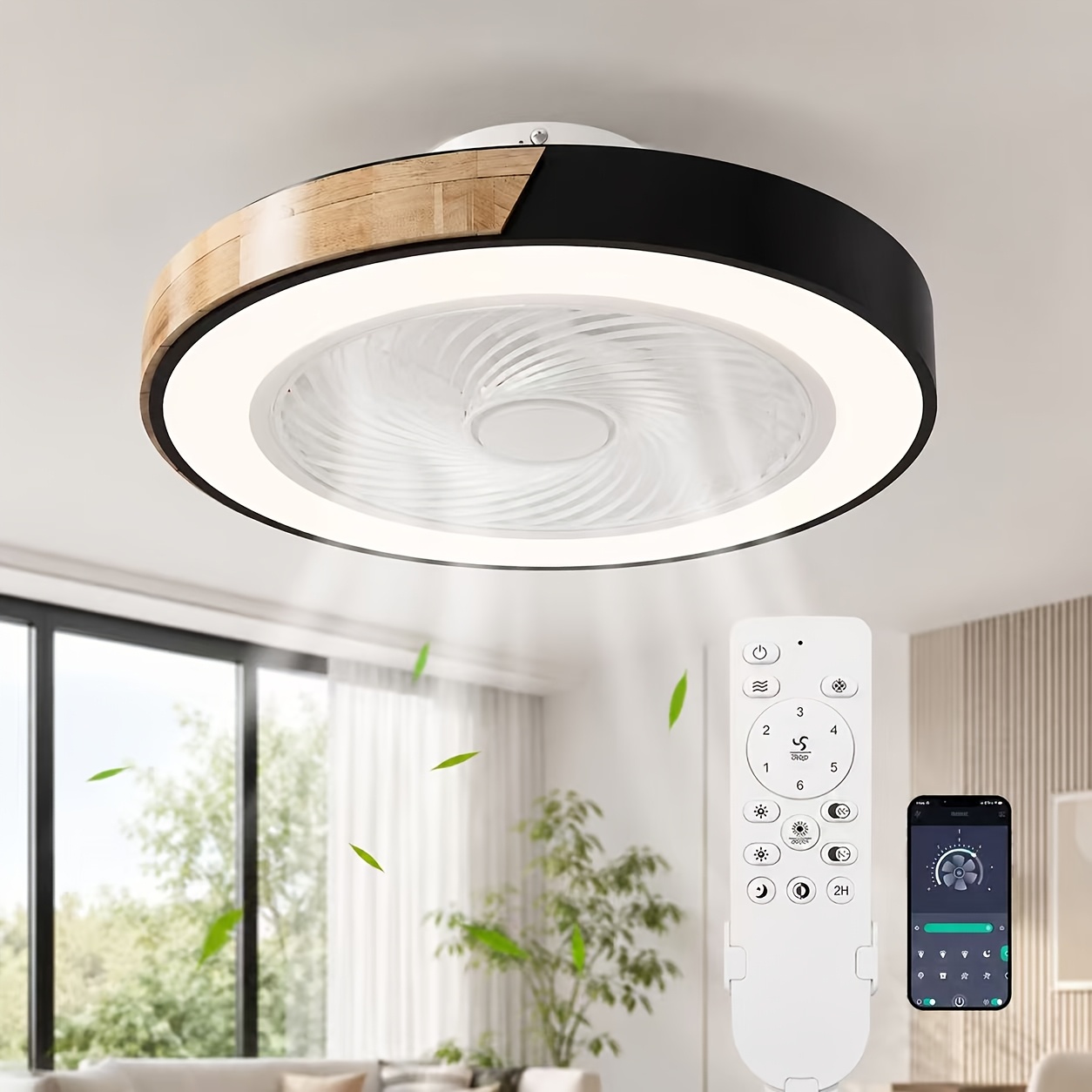 Ceiling Fan With Light, Fan Ceiling Light, 3 Color Temperatures And 6 Led Ceiling Fan With Lamp Quiet Dimmable For Dining Room Living Room Bedroom