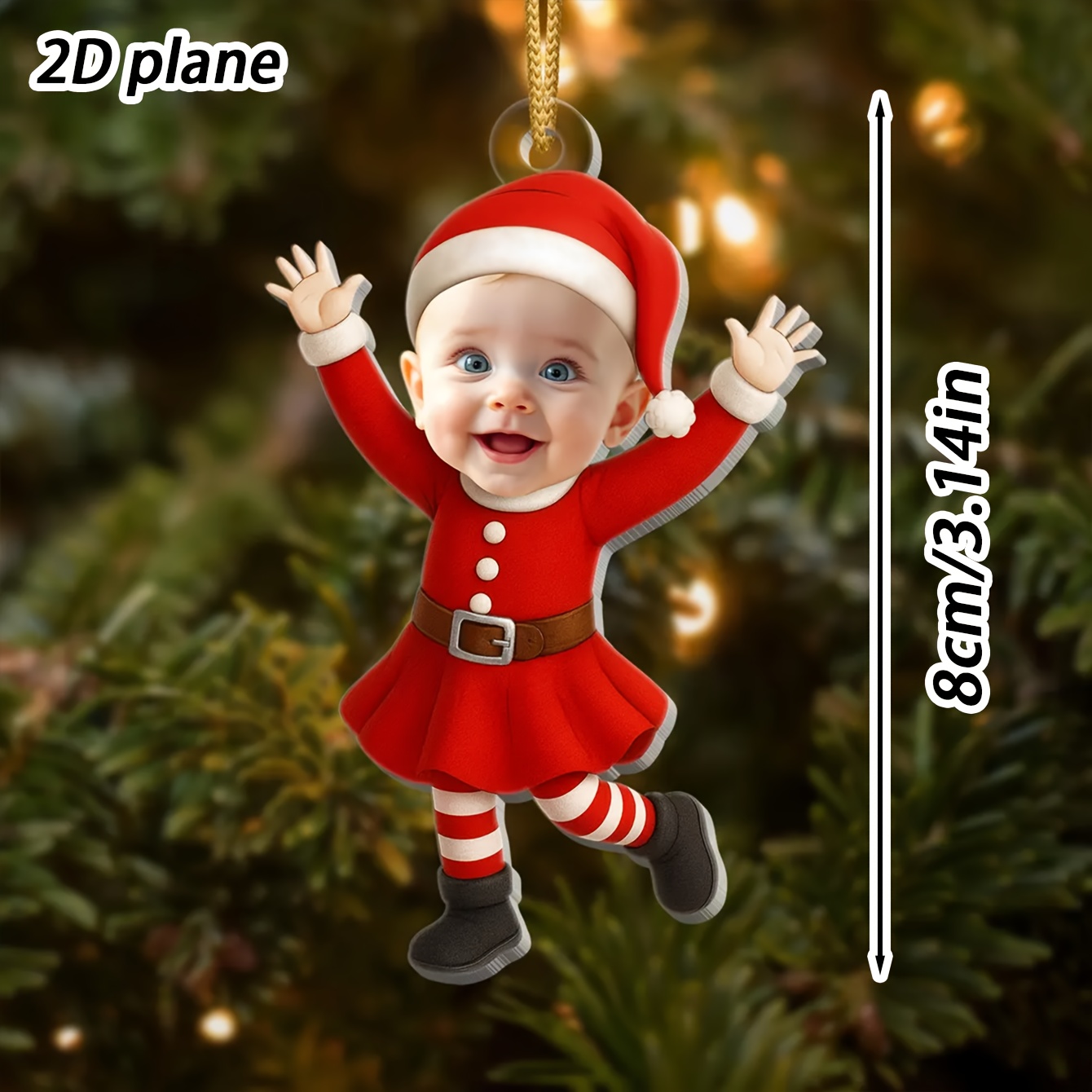 TEMU 2d Flat, 1pc Personalized Photo Christmas Ornament Pendant - Name/text & Photo Insert Suitable For Santa, Reindeer, Snowman Tree Decorations -